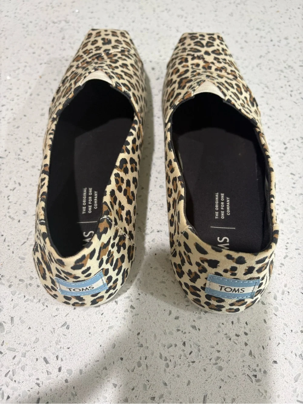 Toms Leopard-Print Canvas Slip-Ons in Beige, Brown, Black Size 9
